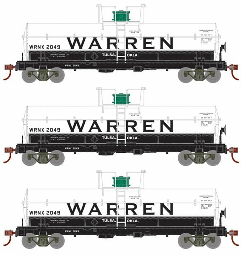Roundhouse 1112 HO Scale Chemical Tank Car Warren WRNX 3 Pack