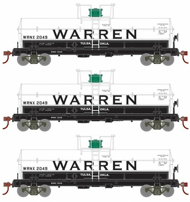 Roundhouse 1112 HO Scale Chemical Tank Car Warren WRNX 3 Pack