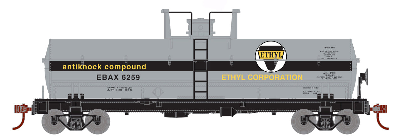 Roundhouse 1119 HO Scale Chemical Tank Car Ethyl Corporation EBAX 6277