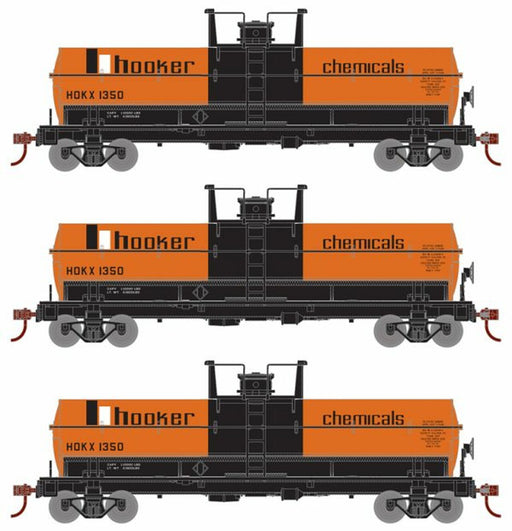 Roundhouse 1125 HO Scale Chemical Tank Car Hooker HOKX 3 Pack