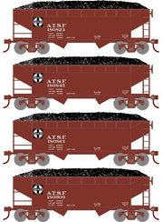 Roundhouse 1280 HO Scale 34' Offset Open Hopper Santa Fe ATSF 4 Pack #1