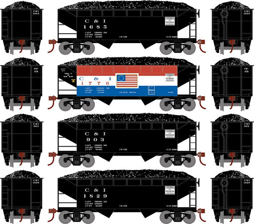 Roundhouse 1283 HO Scale 34' Offset Open Hopper Cambria & Indiana C&I 4 Pack #1