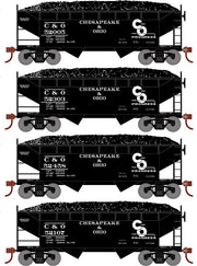 Roundhouse 1286 HO Scale 34' Offset Open Hopper Chesapeake & Ohio C&O 4 Pack #1