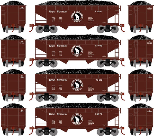 Roundhouse 1290 HO Scale 34' Offset Open Hopper Great Northern GN 4 Pack #2