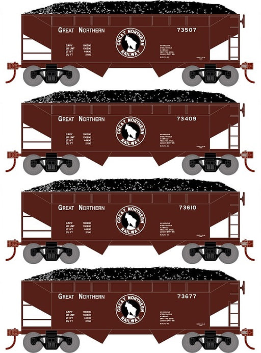 Roundhouse 1290 HO Scale 34' Offset Open Hopper Great Northern GN 4 Pack #2