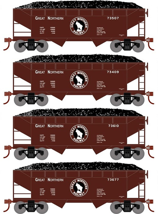 Roundhouse 1290 HO Scale 34' Offset Open Hopper Great Northern GN 4 Pack #2