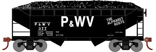 Roundhouse 1291 HO Scale 34' Offset Open Hopper Pittsburgh & West Virginia P&WV 377