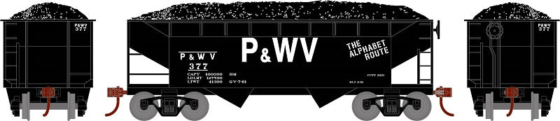 Roundhouse 1291 HO Scale 34' Offset Open Hopper Pittsburgh & West Virginia P&WV 377