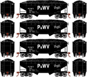 Roundhouse 1292 HO Scale 34' Offset Open Hopper Pittsburgh & West Virginia P&WV 4 Pack #1