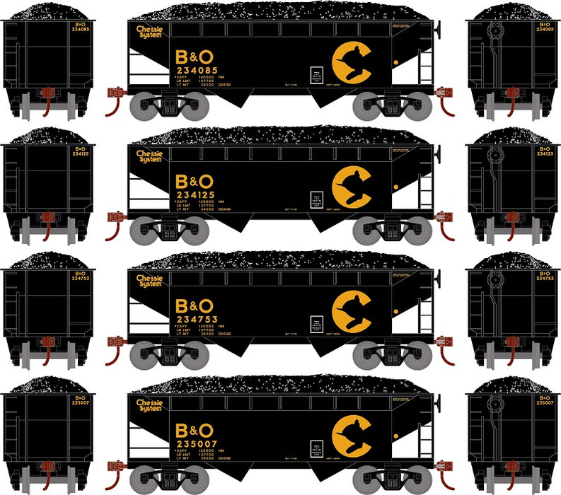 Roundhouse 1295 HO Scale 34' Offset Open Hopper Chessie System B&O 4 Pack #1