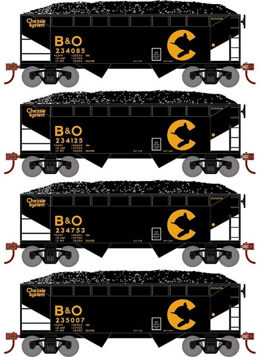 Roundhouse 1295 HO Scale 34' Offset Open Hopper Chessie System B&O 4 Pack #1