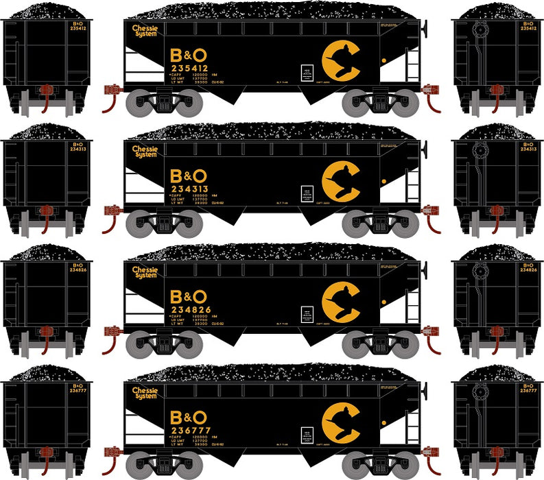 Roundhouse 1296 HO Scale 34' Offset Open Hopper Chessie System B&O 4 Pack #2