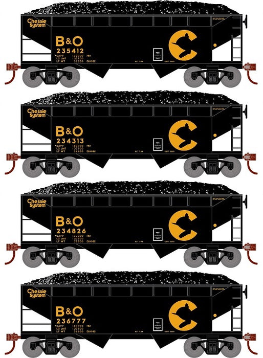 Roundhouse 1296 HO Scale 34' Offset Open Hopper Chessie System B&O 4 Pack #2