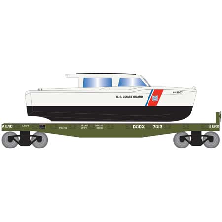 Roundhouse 2276 HO Scale 40' Flatcar with Coast Guard Boat DODX 7013