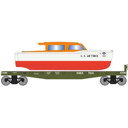 Roundhouse 2277 HO Scale 40' Flatcar with Air Force Rescue Boat DODX 7014