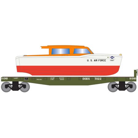 Roundhouse 2278 HO Scale 40' Flatcar with Air Force Rescue Boat DODX 7022