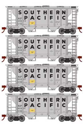 Roundhouse 2309 HO PS-2 2003 2 Bay Covered Hopper Southern Pacific SP 4 Pack