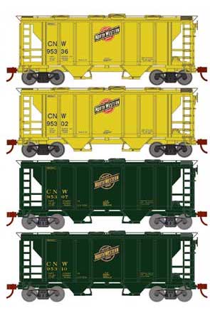 Roundhouse 2392 HO PS-2 2003 2 Bay Covered Hopper Chicago NorthWestern C&NW 4 Pack