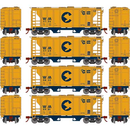 Roundhouse 2396 HO PS-2 2003 2 Bay Covered Hopper Chessie System WM 4 Pack
