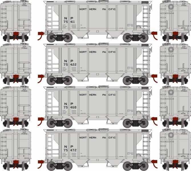 Roundhouse 2420 HO PS-2 2003 2 Bay Covered Hopper Northern Pacific NP 4 Pack