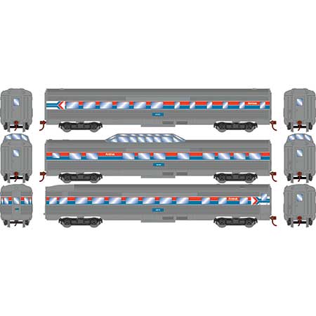 Roundhouse 79121 HO Scale Streamlined Passenger 3 Car Set Amtrak Phase 1
