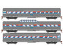 Roundhouse 79121 HO Scale Streamlined Passenger 3 Car Set Amtrak Phase 1