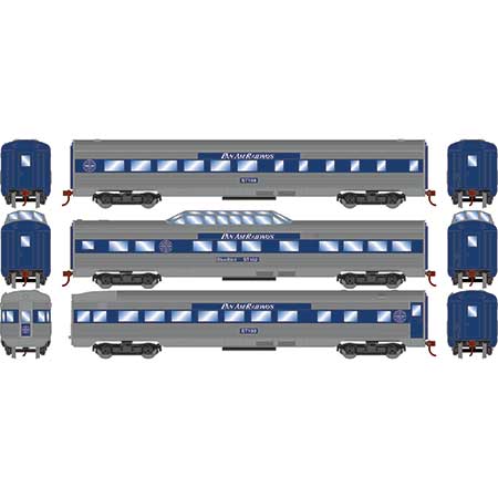 Roundhouse 79129 HO Scale Streamlined Passenger 3 Car Set Pan Am Railway