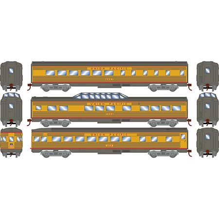 Roundhouse 79131 HO Scale Streamlined Passenger 3 Car Set Union Pacific UP