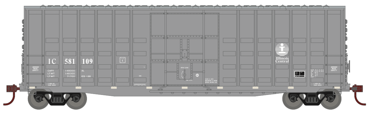 Roundhouse 88087 HO Scale 50' Waffle High Cube Boxcar Illinois Central IC 581109