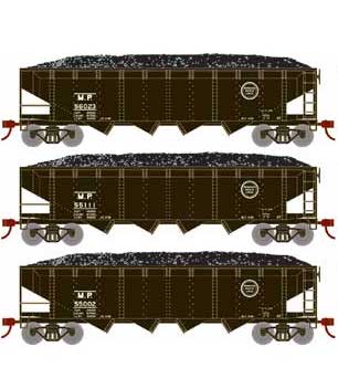 Roundhouse 88182 HO Scale 40' Offset Open Hopper Missouri Pacific MP 3 Pack