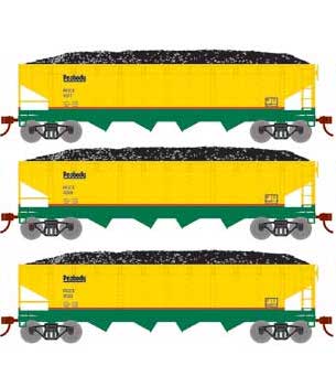 Roundhouse 88183 HO Scale 40' Offset Open Hopper Peabody Coal PCCX 3 Pack