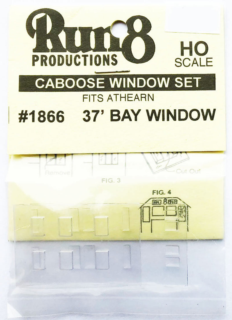 Run 8 Productions 1866 HO Scale Caboose Window Set Athearn 37' Bay Window