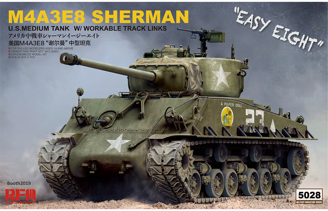 Ryefield Models 5028 1/35 US M4A3E8 Sherman Medium Tank with Workable Track Links Kit