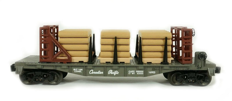 Lionel 6-16903 O Gauge Canadian Pacific Flatcar with Wood Load