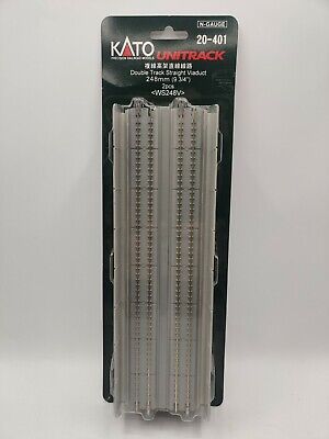 Kato 20-401 N Scale UniTrack 248mm 9-3/4" Straight Double Viaduct, Concrete (2 Pack)