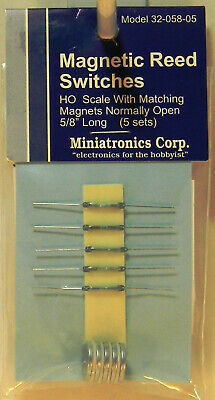 Miniatronics 32-058-05 HO Train Detection Reed Switch with Magnet 5 Pack