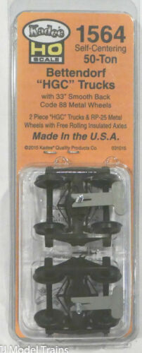 Kadee 1564 Kadee HO Scale #1564 50-Ton Bettendorf Truck Self-Centering Trucks w/33" Smooth Back Code