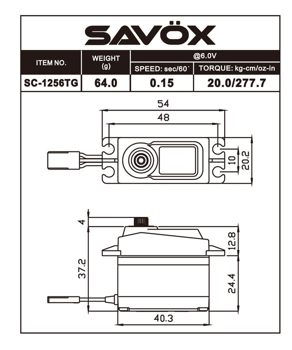 Savox 1256TG Standard Size Coreless Digital Servo