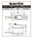 Savox SC-1258TG Standard Size Servo (0.08sec / 166oz @ 6V)