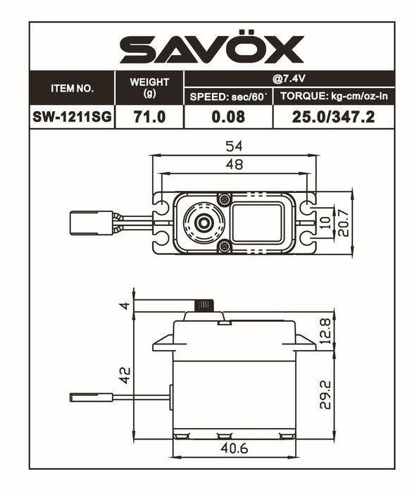 Savox SW-1211SG Coreless Digital Waterproof Servo