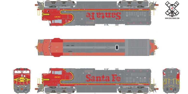 ScaleTrains 31305 Rivet Counter HO Scale GE Dash 9-44CW Santa Fe ATSF 600