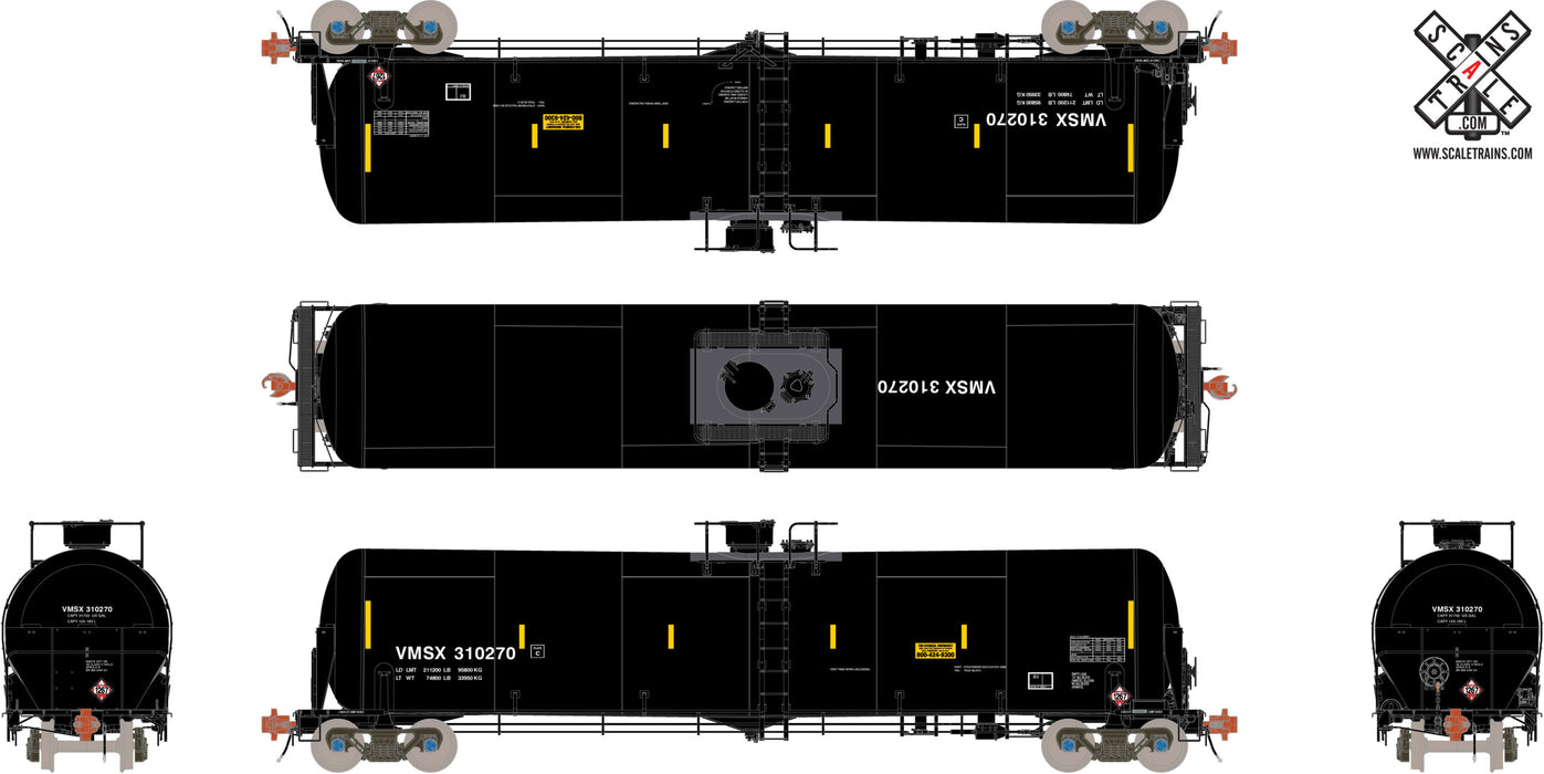 ScaleTrains 31773 Rivet HO Scale Trinity 31K Tank Car w/ Shields Valero Crude Oil VMSX 311104