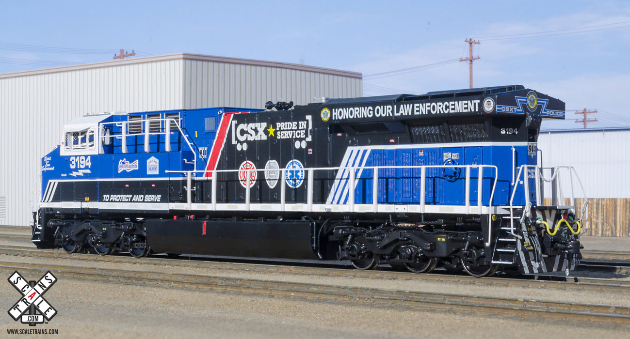 ScaleTrains 32295 Rivet HO Scale GE ES44AH GEVo Law Enforcement (Clear Ditch Lights) CSX 3194