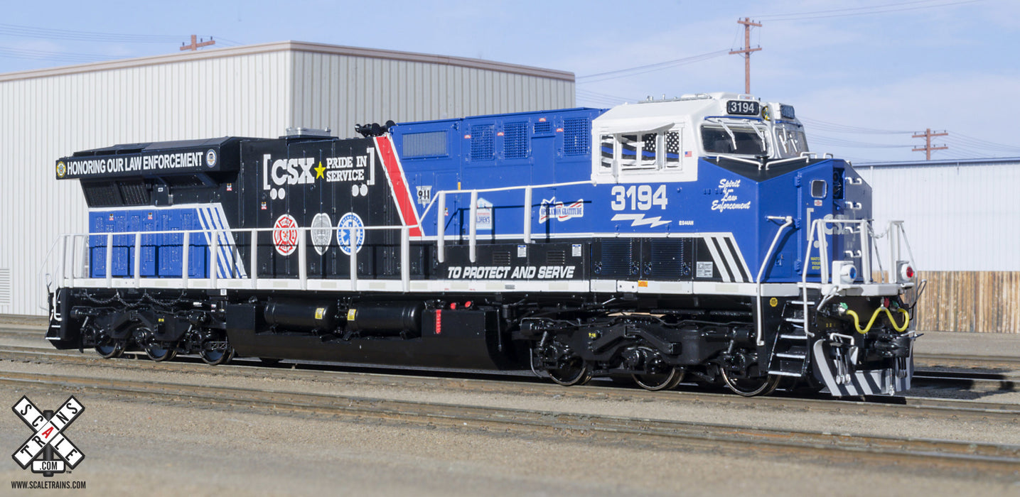 ScaleTrains 32295 Rivet HO Scale GE ES44AH GEVo Law Enforcement (Clear Ditch Lights) CSX 3194