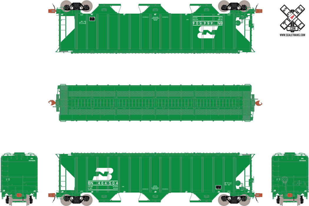 ScaleTrains 32299 HO Scale Rivet Counter PS-2CD 4785 Covered Hopper Burlington Northern BN 464504