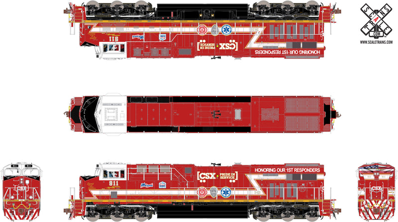 ScaleTrains 32396 Rivet HO Scale GE ES44AH GEVo First Responders CSX 911 - DC
