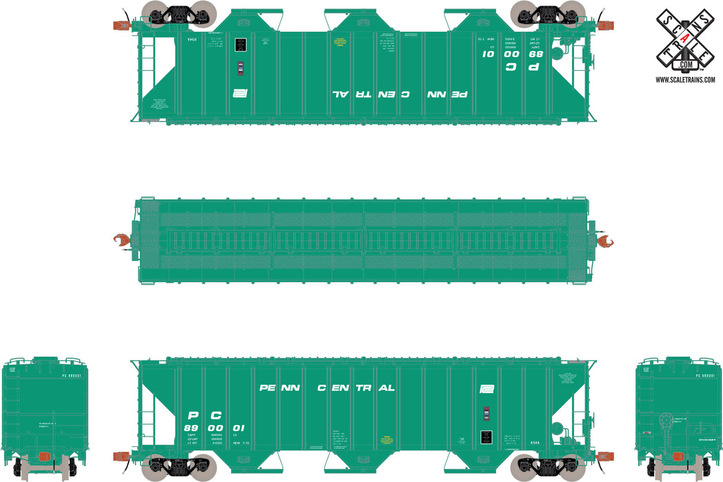 ScaleTrains 32544 HO Scale Rivet Counter PS-2CD 4785 H54A Covered Hopper PC 890056