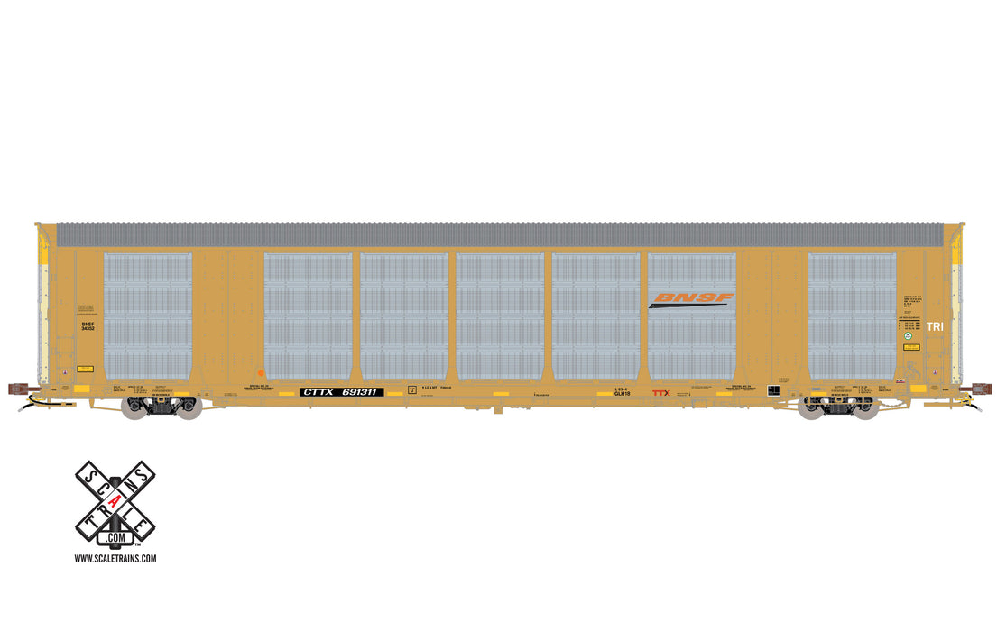 ScaleTrains 32739 HO Scale Gunderson Multi-Max Autorack BNSF (Yellow) CTTX 691311