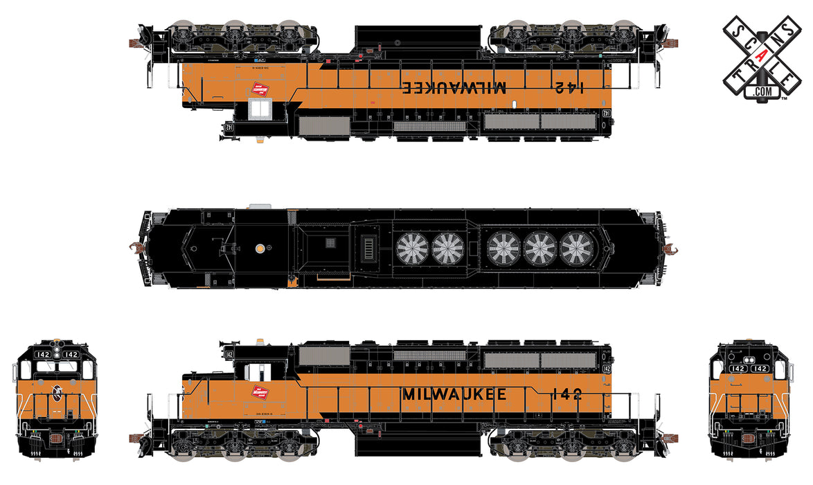 ScaleTrains 32811 Rivet Counter HO Scale EMD SD40-2 Milwaukee Road MILW 142 DCC Sound