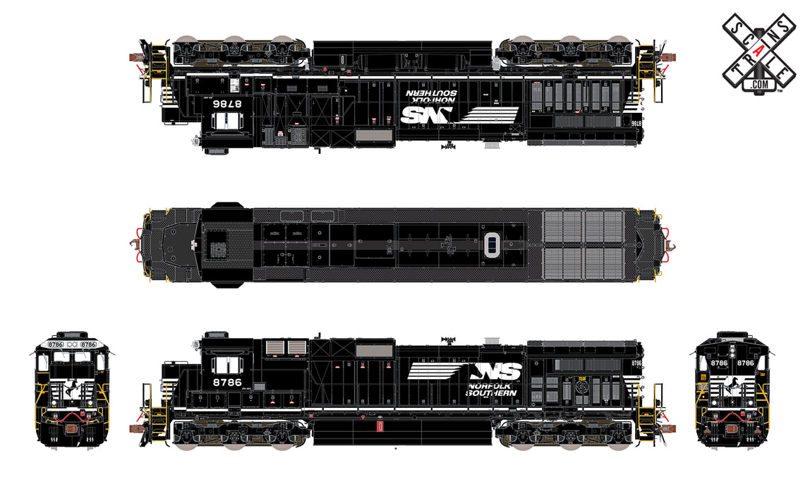 ScaleTrains 32843 Rivet Counter HO Scale GE Dash 9-40C Norfolk Southern NS 8786 DCC LokSound